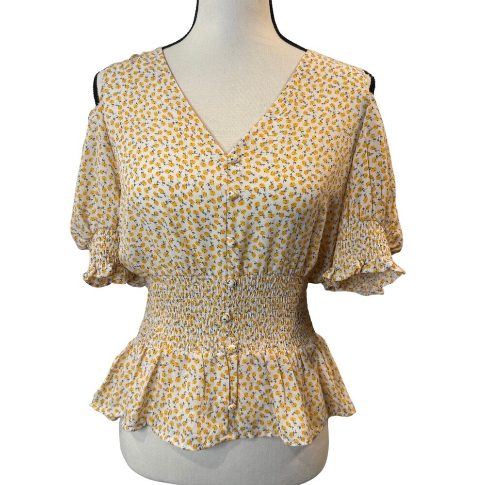 Sienna Sky Women’s Floral Cold Shoulder Top Size M